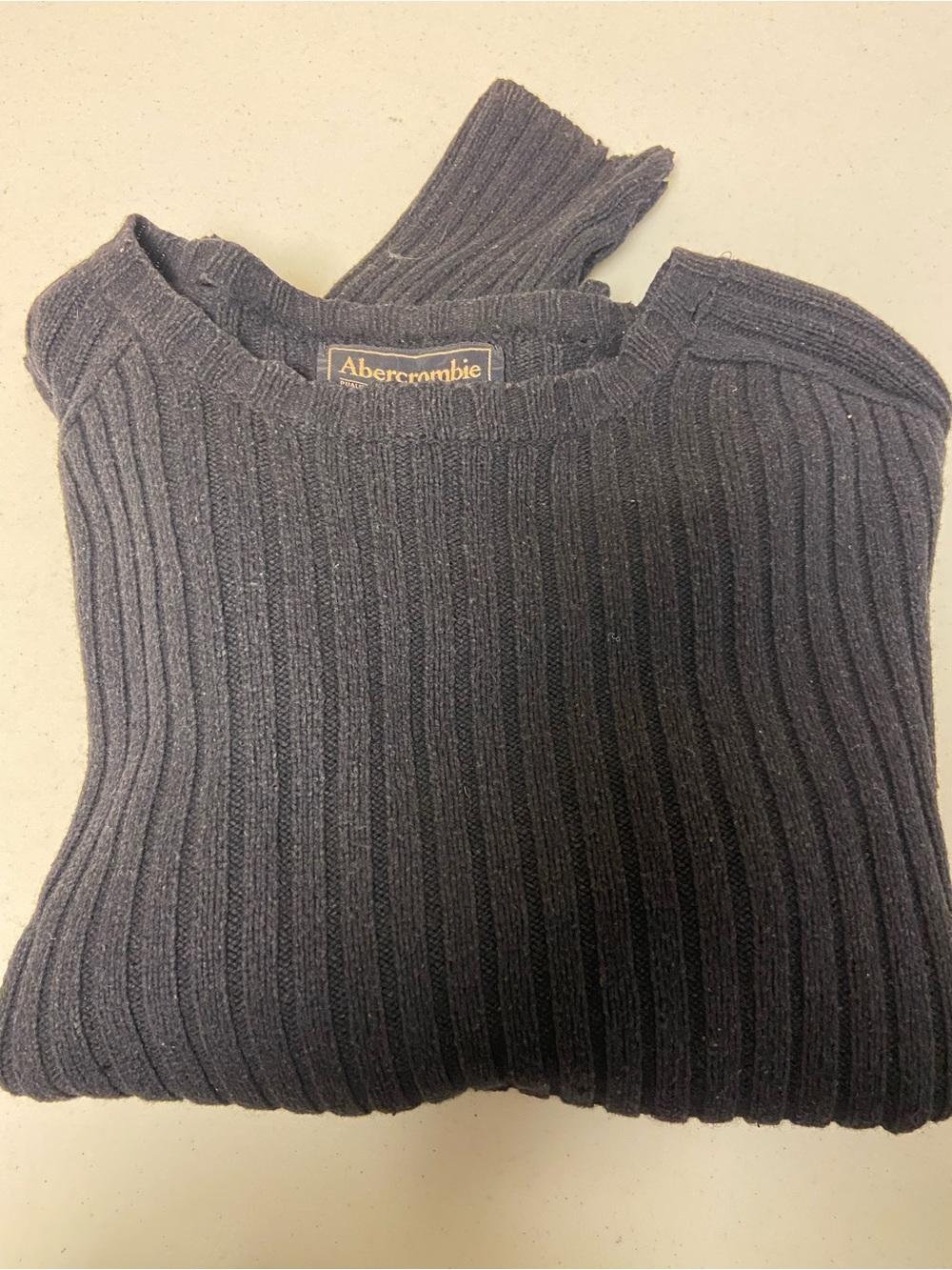 Abercrombie & Fitch Vintage Men's Ribbed Crewneck Sweater - Navy Black